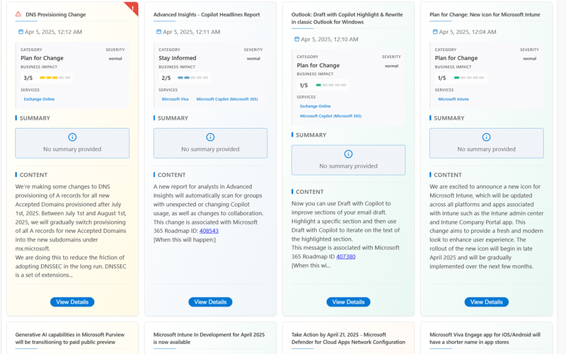Change Log History interface showing update tracking with timestamps and modification details
